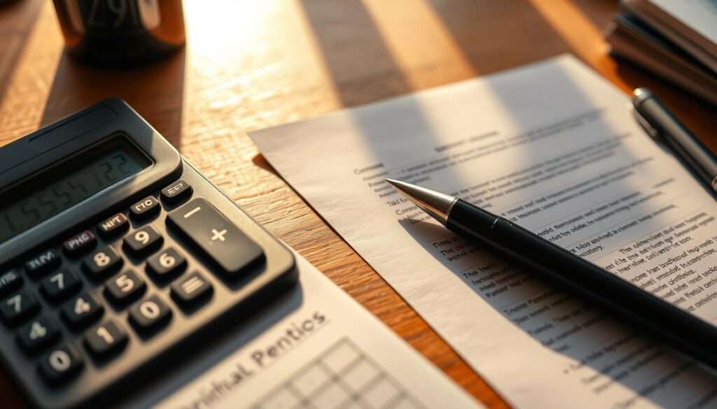 A close-up view of a calculator, papers, and a pen on a wooden desk, illuminated by warm, natural lighting. The calculator's display shows intricate calculations, hinting at the complex nature of Donald Tusk's pension details. The papers appear to be financial documents, suggesting a deep dive into the specifics of his retirement benefits. The overall mood is one of thoughtful analysis, with a sense of focus and attention to detail. A close-up view of a calculator, papers, and a pen on a wooden desk, illuminated by warm, natural lighting. The calculator's display shows intricate calculations, hinting at the complex nature of Donald Tusk's pension details. The papers appear to be financial documents, suggesting a deep dive into the specifics of his retirement benefits. The overall mood is one of thoughtful analysis, with a sense of focus and attention to detail.