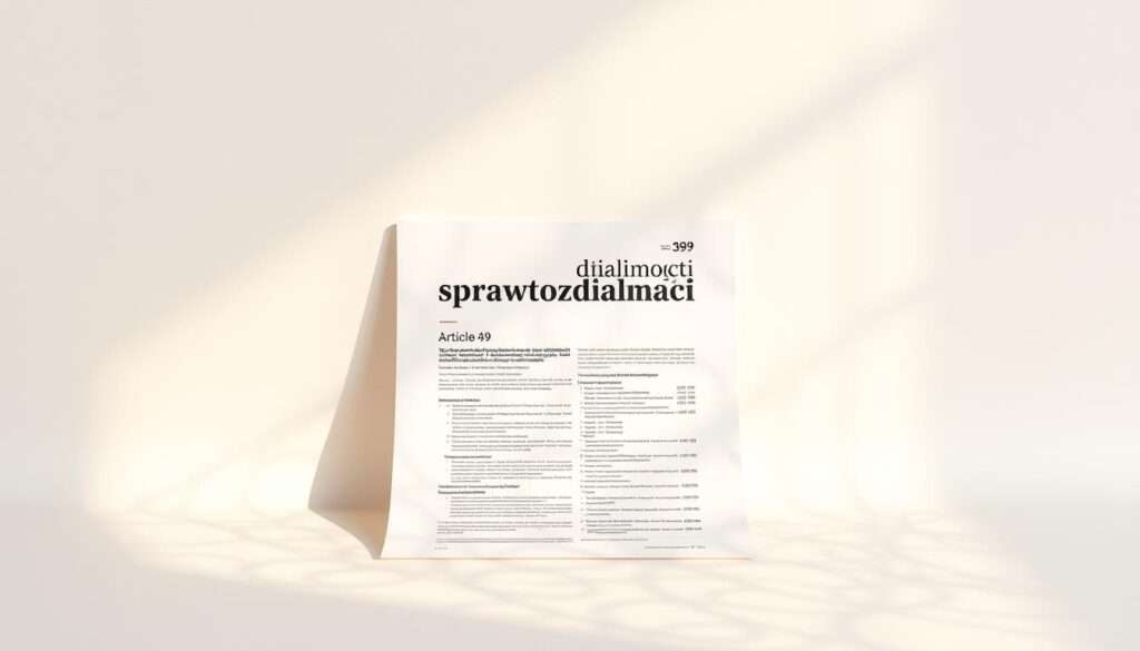 A detailed financial report titled "sprawozdania działalności" against a clean, professional backdrop. The document is positioned centrally, with a subtle drop shadow, illuminated by warm, directional lighting that casts a soft, intricate pattern across the surface. The report appears crisp and well-organized, reflecting the key requirements outlined in Article 49 of the Accounting Act. The overall mood is one of transparency, precision, and diligent record-keeping, complementing the subject matter of the article section "Kluczowe aspekty art 49 ustawy o rachunkowosci". A detailed financial report titled "sprawozdania działalności" against a clean, professional backdrop. The document is positioned centrally, with a subtle drop shadow, illuminated by warm, directional lighting that casts a soft, intricate pattern across the surface. The report appears crisp and well-organized, reflecting the key requirements outlined in Article 49 of the Accounting Act. The overall mood is one of transparency, precision, and diligent record-keeping, complementing the subject matter of the article section "Kluczowe aspekty art 49 ustawy o rachunkowosci".