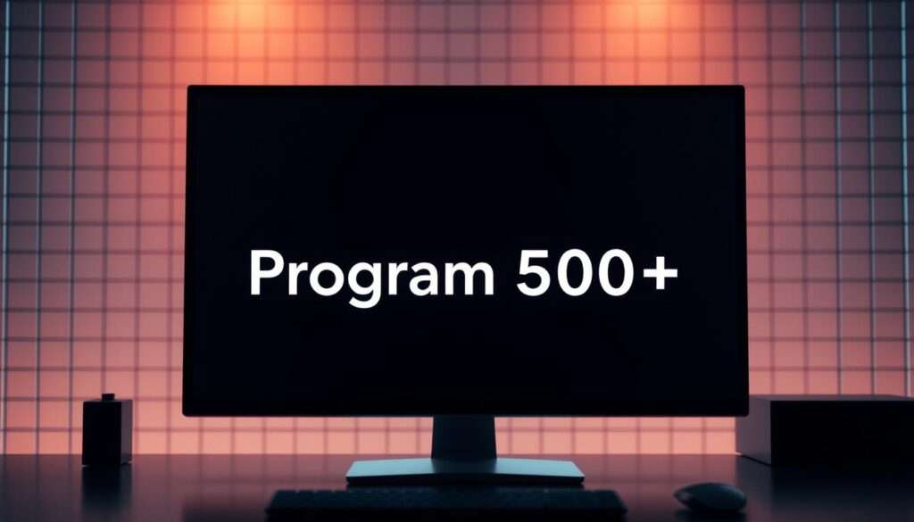 A sleek, modern computer interface with a prominent "Program 500+" display in the center. The screen is bathed in a warm, soft light, creating a serene and professional atmosphere. In the background, a subtle grid pattern evokes a sense of structure and order. The overall composition is clean, minimalist, and visually striking, reflecting the importance and significance of the program being showcased. A sleek, modern computer interface with a prominent "Program 500+" display in the center. The screen is bathed in a warm, soft light, creating a serene and professional atmosphere. In the background, a subtle grid pattern evokes a sense of structure and order. The overall composition is clean, minimalist, and visually striking, reflecting the importance and significance of the program being showcased.