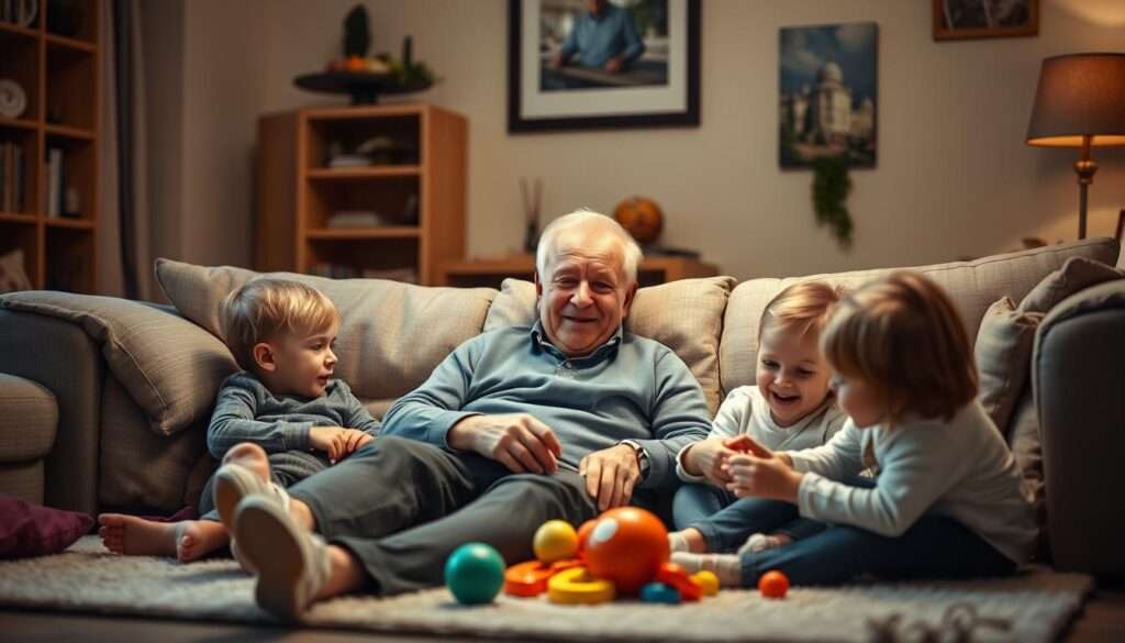 A warm, candid family portrait of Donald Tusk engaged in joyful, everyday activities with his loved ones. The scene depicts Tusk relaxing in a cozy living room setting, surrounded by his grandchildren as they play together on the floor. Soft, diffused lighting creates a intimate, nostalgic atmosphere, highlighting the genuine emotional connections between Tusk and his family members. The composition emphasizes the closeness and contentment of their familial bonds, capturing the former Polish Prime Minister in a more personal, humanizing light away from the political spotlight. A warm, candid family portrait of Donald Tusk engaged in joyful, everyday activities with his loved ones. The scene depicts Tusk relaxing in a cozy living room setting, surrounded by his grandchildren as they play together on the floor. Soft, diffused lighting creates a intimate, nostalgic atmosphere, highlighting the genuine emotional connections between Tusk and his family members. The composition emphasizes the closeness and contentment of their familial bonds, capturing the former Polish Prime Minister in a more personal, humanizing light away from the political spotlight.