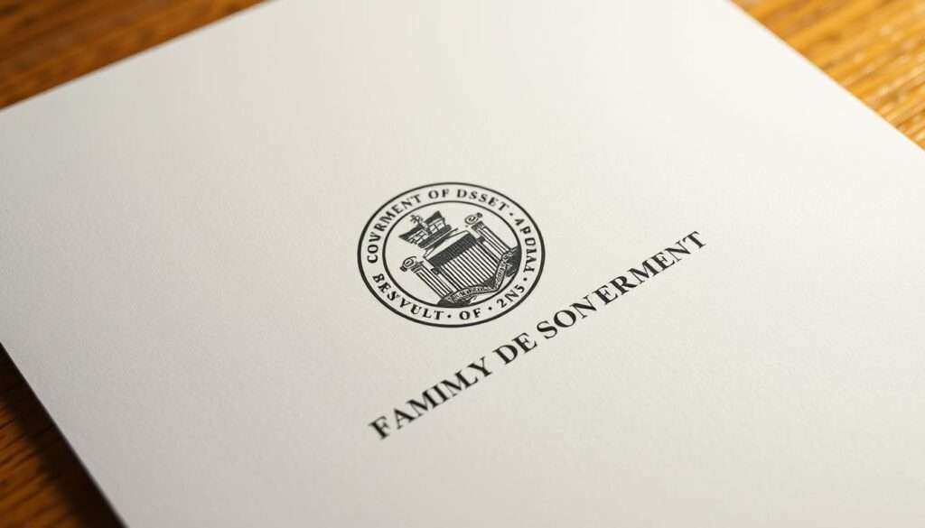 Detailed legal document with official government seal, represented in a clean, formal style. Crisp white paper with embossed text and stamped insignia, capturing the authoritative and bureaucratic nature of the subject matter. Warm, directional lighting casts subtle shadows, emphasizing the gravitas and importance of the legal foundations for family benefits. The composition is balanced, with the document occupying the central focus, surrounded by a minimalist, professional environment to avoid distractions. Detailed legal document with official government seal, represented in a clean, formal style. Crisp white paper with embossed text and stamped insignia, capturing the authoritative and bureaucratic nature of the subject matter. Warm, directional lighting casts subtle shadows, emphasizing the gravitas and importance of the legal foundations for family benefits. The composition is balanced, with the document occupying the central focus, surrounded by a minimalist, professional environment to avoid distractions.