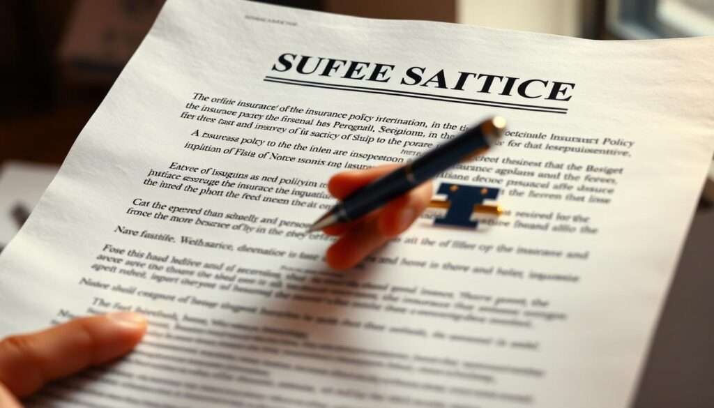 A detailed legal document displayed prominently, conveying the formal notice of insurance policy termination. The page is illuminated by warm, focused lighting, creating a sense of importance and gravity. In the middle ground, a pen and a hand poised to sign, symbolizing the necessary action required. The background is blurred, hinting at the broader context of insurance regulations and personal financial responsibilities. The overall mood is one of seriousness and responsibility, reflecting the significance of the event described in the article section. A detailed legal document displayed prominently, conveying the formal notice of insurance policy termination. The page is illuminated by warm, focused lighting, creating a sense of importance and gravity. In the middle ground, a pen and a hand poised to sign, symbolizing the necessary action required. The background is blurred, hinting at the broader context of insurance regulations and personal financial responsibilities. The overall mood is one of seriousness and responsibility, reflecting the significance of the event described in the article section.