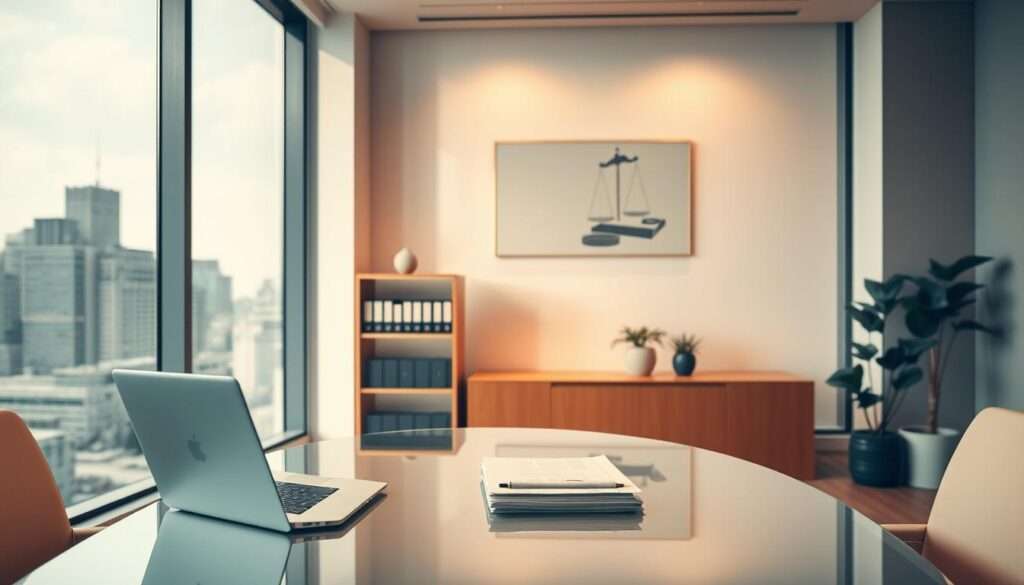 A serene, modern office interior with floor-to-ceiling windows overlooking a city skyline. In the foreground, a sleek, glass-topped table with a laptop, a few documents, and a stylized plant. The middle ground features a minimalist bookshelf filled with legal and tax-related books. Warm, diffused lighting creates a professional, yet inviting atmosphere. The background showcases a subtle, abstract wall art piece that hints at the concept of "tax exemptions." The overall composition conveys a sense of understanding and expertise around the intricacies of corporate tax legislation.