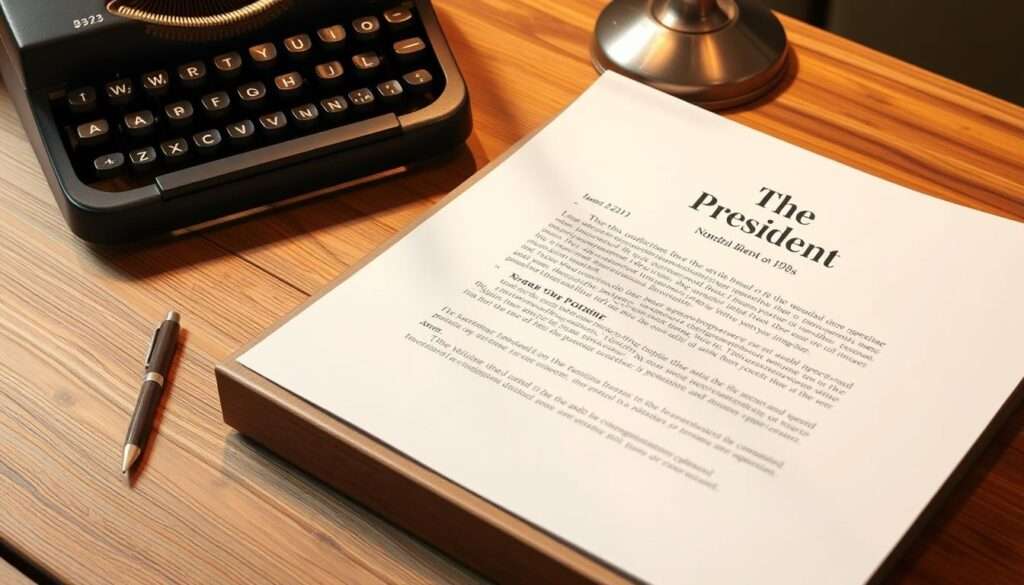 A well-crafted letter to the city president, artfully presented on a wooden desk with a classic typewriter. The document's formal header stands out in bold, exuding authority. Soft lighting casts warm tones, creating an atmosphere of professionalism and respect. The page's layout is meticulously organized, guiding the viewer's eye through the key elements - date, recipient's details, subject, and body text. Subtle textures and vintage accents lend an air of tradition, while the overall composition conveys a sense of purpose and civic engagement. A well-crafted letter to the city president, artfully presented on a wooden desk with a classic typewriter. The document's formal header stands out in bold, exuding authority. Soft lighting casts warm tones, creating an atmosphere of professionalism and respect. The page's layout is meticulously organized, guiding the viewer's eye through the key elements - date, recipient's details, subject, and body text. Subtle textures and vintage accents lend an air of tradition, while the overall composition conveys a sense of purpose and civic engagement.