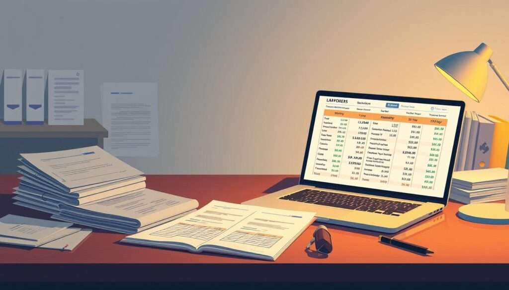 Detailed illustration of the components that make up the salary of a city mayor. A clean, well-lit office scene showcasing neatly organized financial documents, ledgers, and a laptop computer displaying detailed salary breakdown. Subtle warm lighting casts a professional, authoritative ambiance. The composition emphasizes the transparency and careful accounting involved in determining the mayor's compensation. Minimal clutter, crisp lines, and a sober color palette communicate the seriousness and importance of this subject matter. No distracting elements, the focus is solely on clearly depicting the various salary components. Detailed illustration of the components that make up the salary of a city mayor. A clean, well-lit office scene showcasing neatly organized financial documents, ledgers, and a laptop computer displaying detailed salary breakdown. Subtle warm lighting casts a professional, authoritative ambiance. The composition emphasizes the transparency and careful accounting involved in determining the mayor's compensation. Minimal clutter, crisp lines, and a sober color palette communicate the seriousness and importance of this subject matter. No distracting elements, the focus is solely on clearly depicting the various salary components.