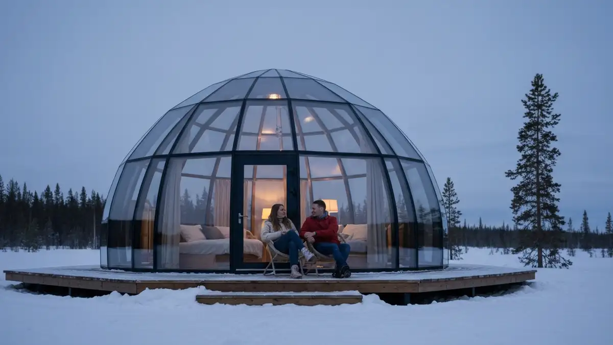 Glass Igloo Finlandia - Noclegi Pod Zorzą Polarną 2026 - ilustracja